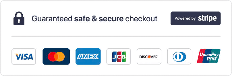 Secure payment. Accepted methods: Visa, Mastercard, American Express, PayPal, Apple Pay, Google Pay and more.